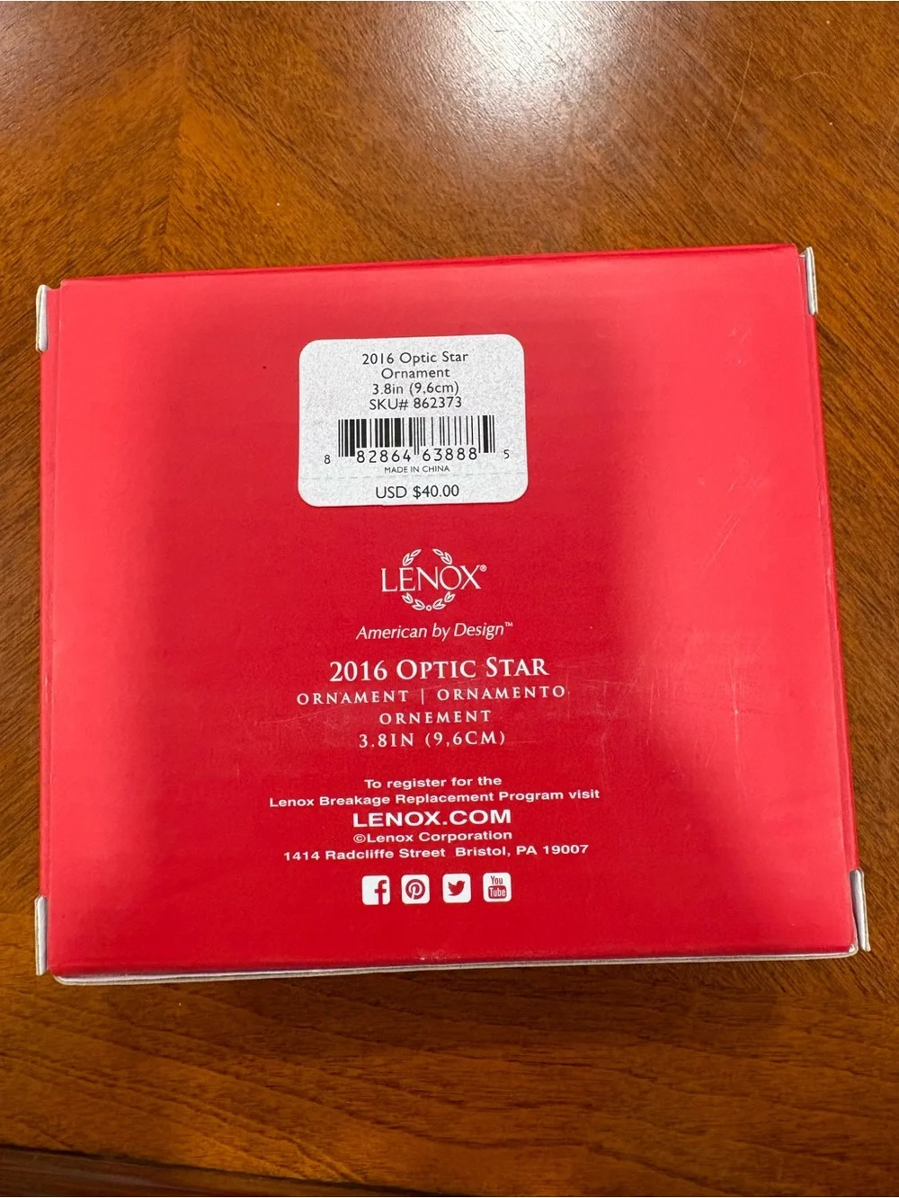 Lenox 2016 Annual Optic Star Crystal Holiday Ornament